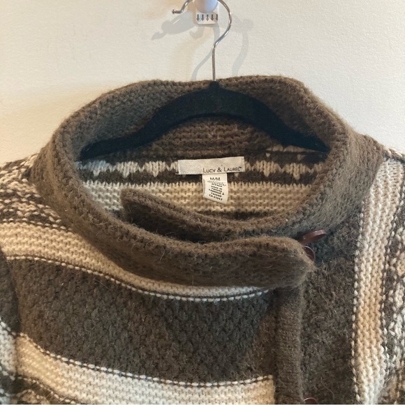 LUCY & LAUREL Sz M for Anthropologie Lambswool Blend Crossover Closure Cardigan - Picture 4 of 8